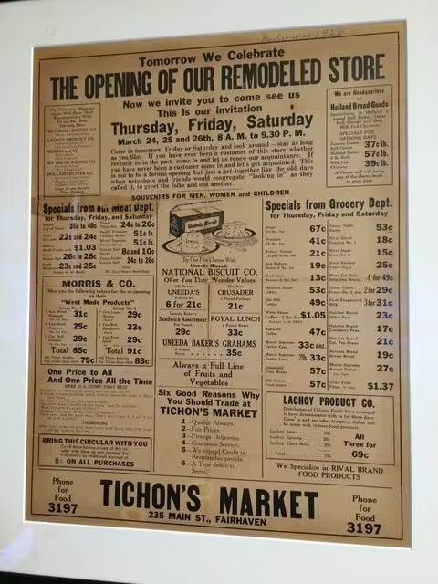 Tichon's Market newspaper advertisement, 1926
